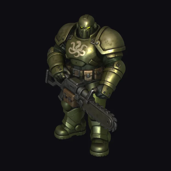 Armored Soldier with Minigun