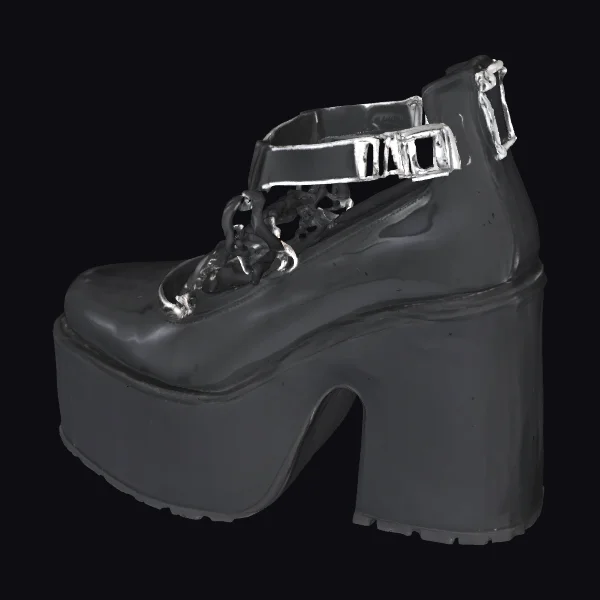 Black Platform Heeled Shoe