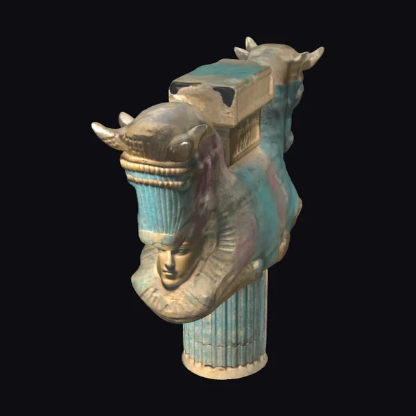 Ancient Bull Capital Sculpture