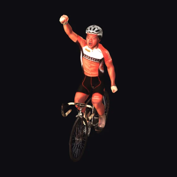 Triumphant Cyclist in Air