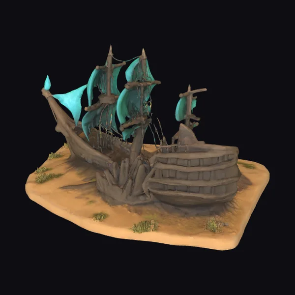 Wrecked Sailing Ship