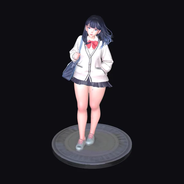 Anime Schoolgirl with Bag