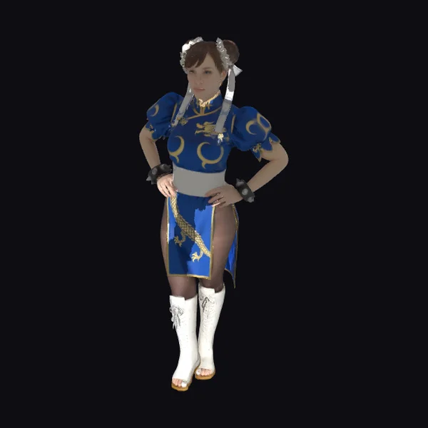 Asian Woman in Blue Cheongsam