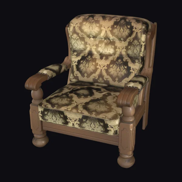 Antique Oak Damask Armchair