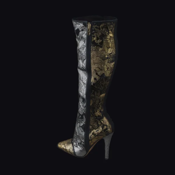 Gold-Silver Brocade Boot