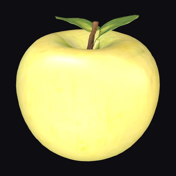 Yellow Apple with Leaves