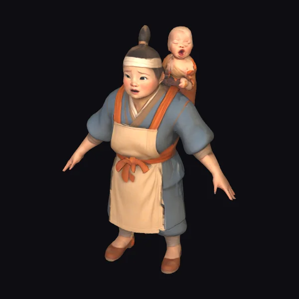 Woman with Baby on Back
