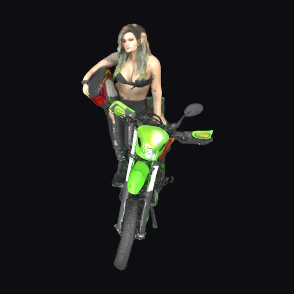 Biker Chick on Motorcycle
