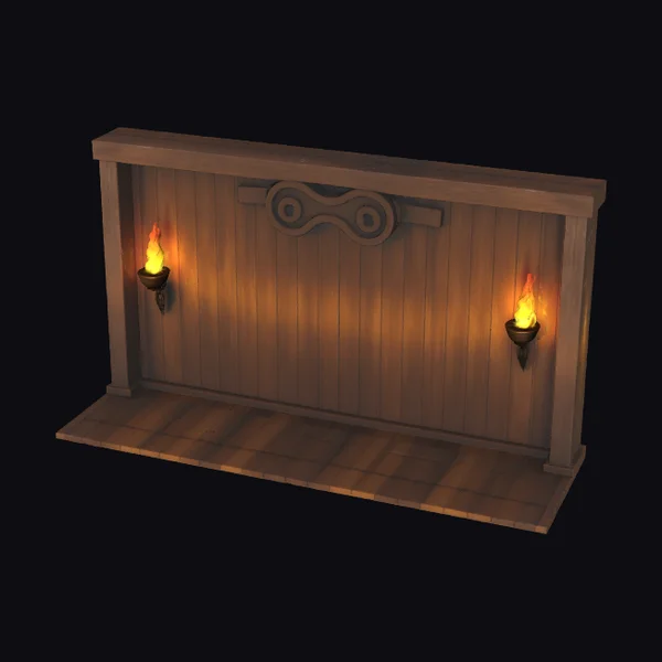 Wooden Wall with Torches