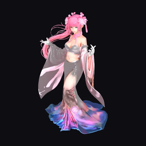 Anime Pink Mermaid Girl