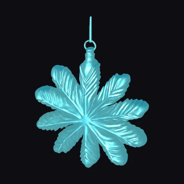 Cyan Leaf Christmas Ornament