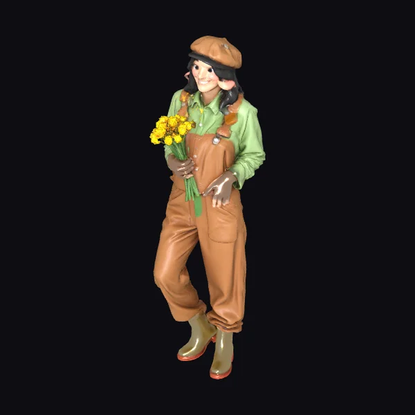 Woman in Brown Overalls