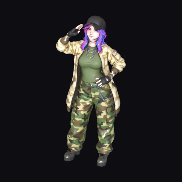 Anime Girl Military Outfit