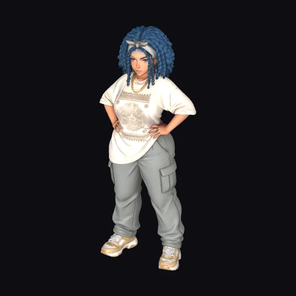 Woman with Blue Dreadlocks