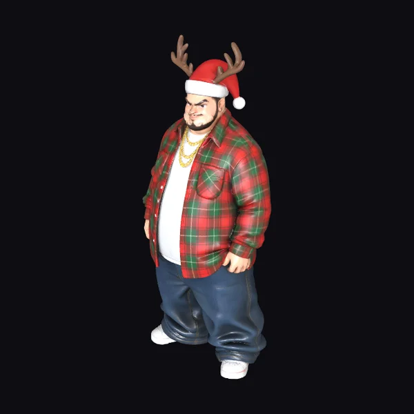 Fat Man in Santa Hat