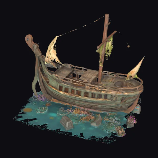 Sunken Wooden Sailing Ship