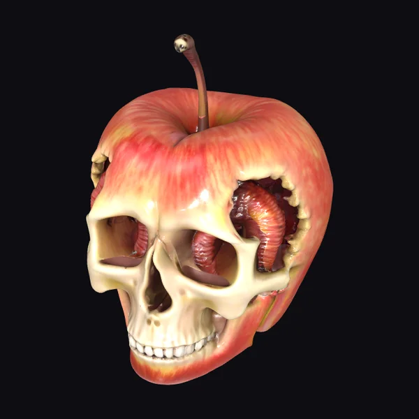 Apple with Skull Worm