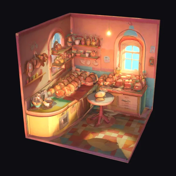 Cozy Cartoon Baker Room