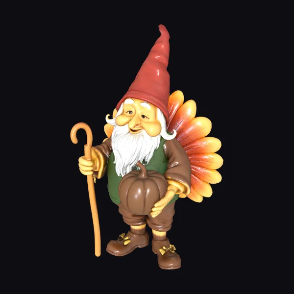 Gnome Holding Pumpkin