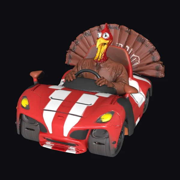 Turkey in Red Sports Car