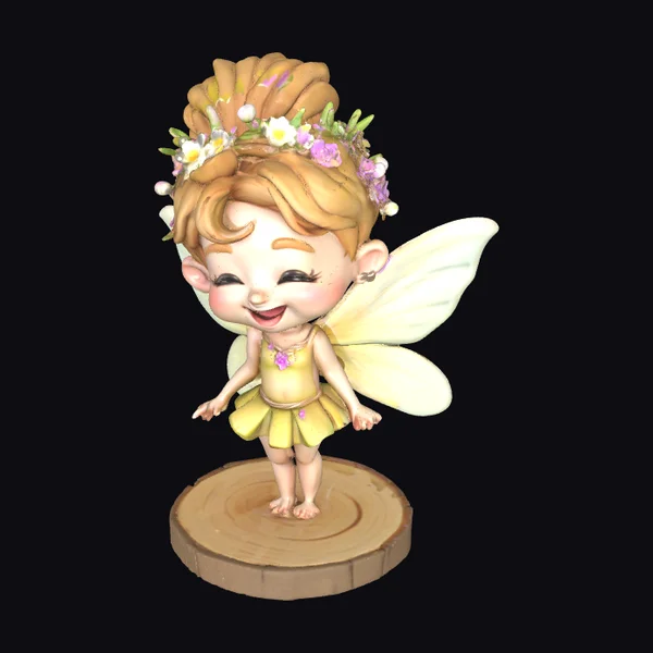 Cartoon Fairy on Wood