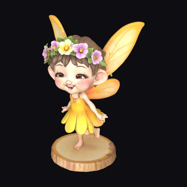Cartoon Fairy on Wood