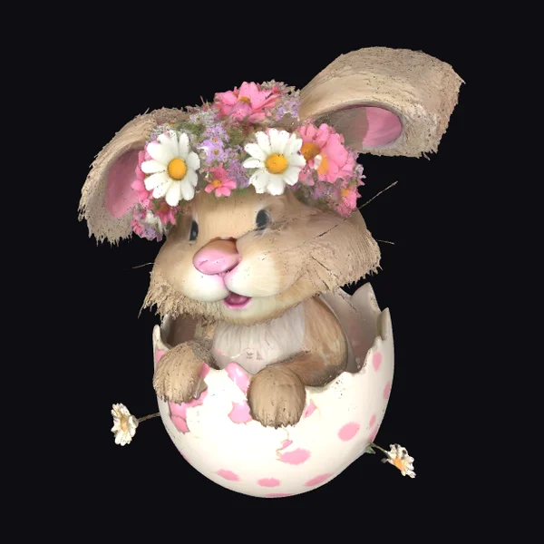Floral Bunny in Eggshell