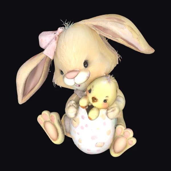 Bunny Holding Small Chick
