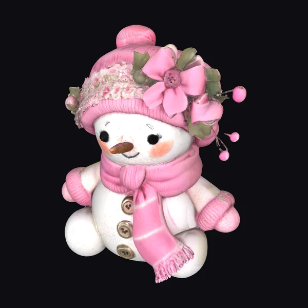 Pink Snowman Figurine
