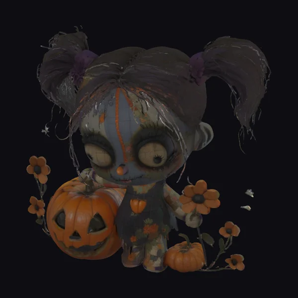 Zombie Doll with Pumpkins