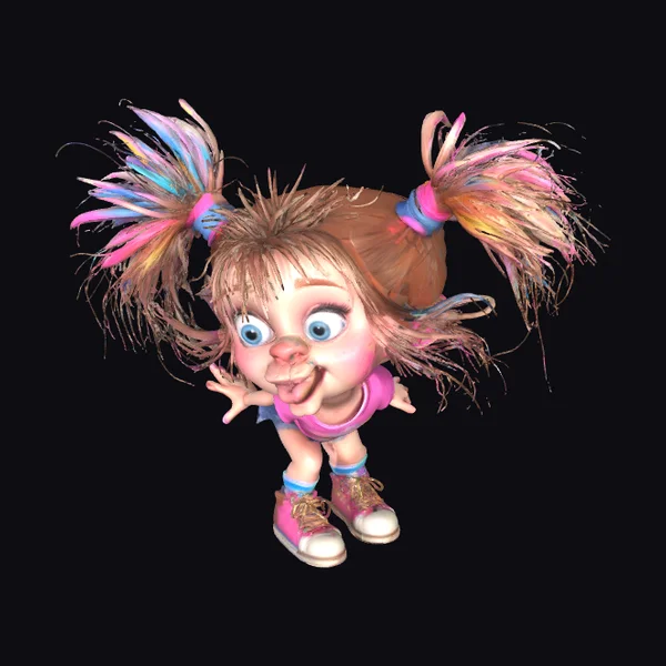 Cartoon Girl with Pigtails