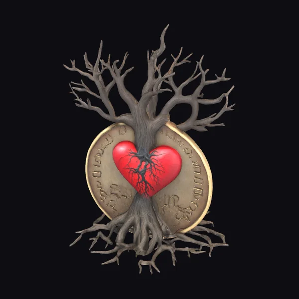 Coin with Heart and Tree
