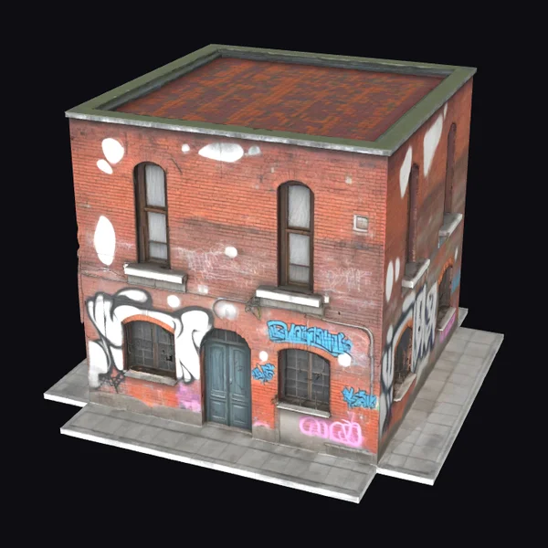 Weathered Graffiti City Building