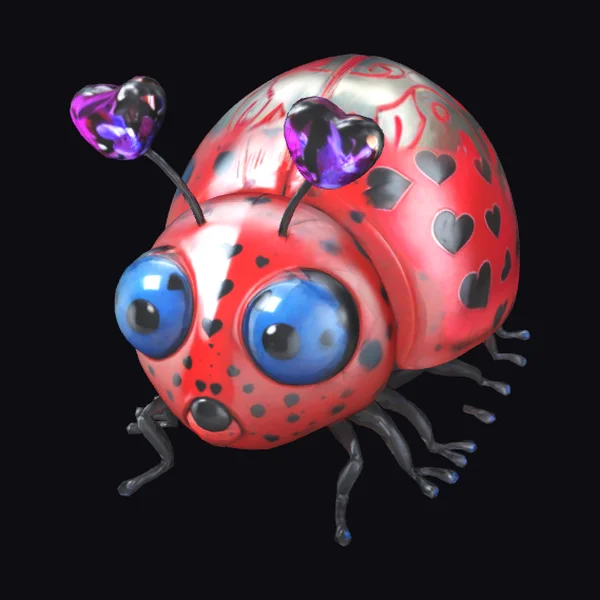 Cartoon Ladybug with Hearts
