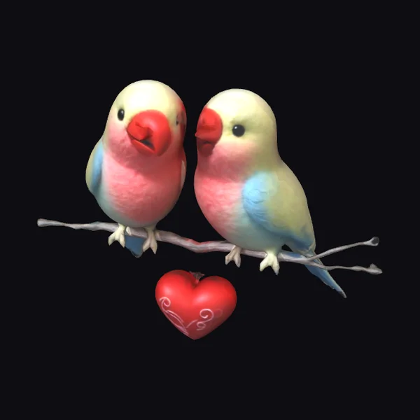 Lovebird Pair on Branch
