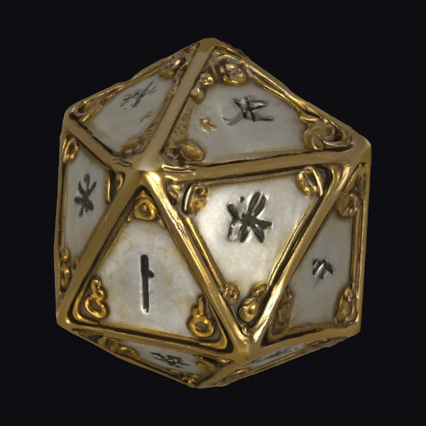 Golden Runic D20 Dice