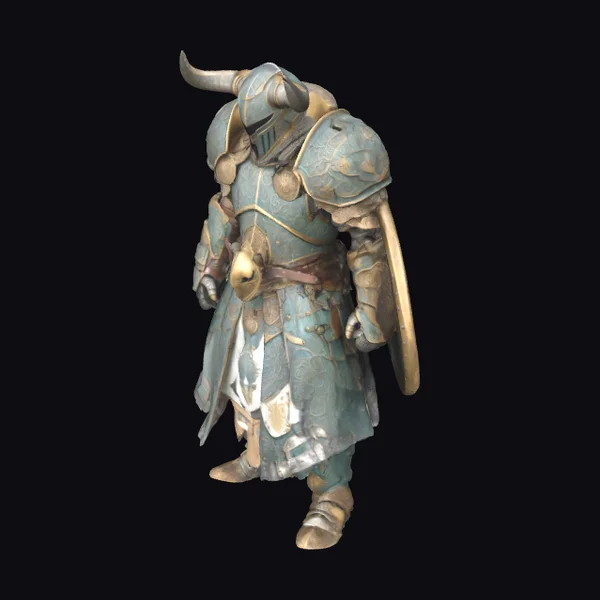 Armored Warrior with Horned Helmet