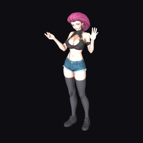 Animated Woman Purple Hair