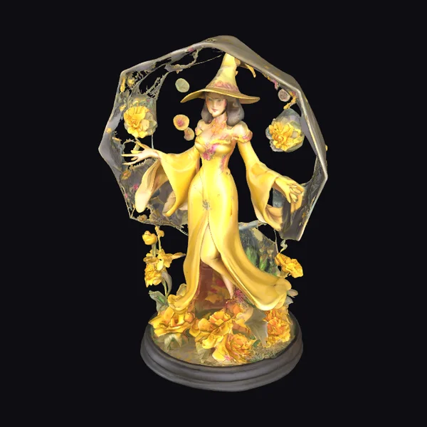 Yellow Witch with Flowers