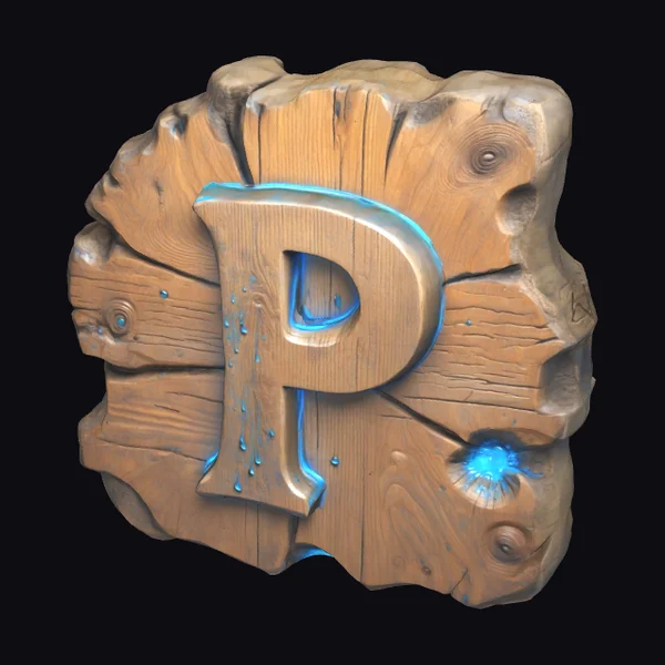 Ancient Wooden Sign 'P'