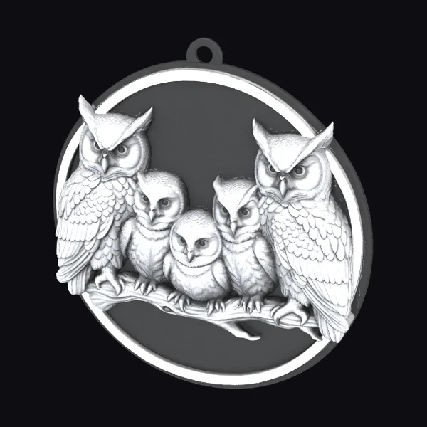 Owls on Branch Ornament