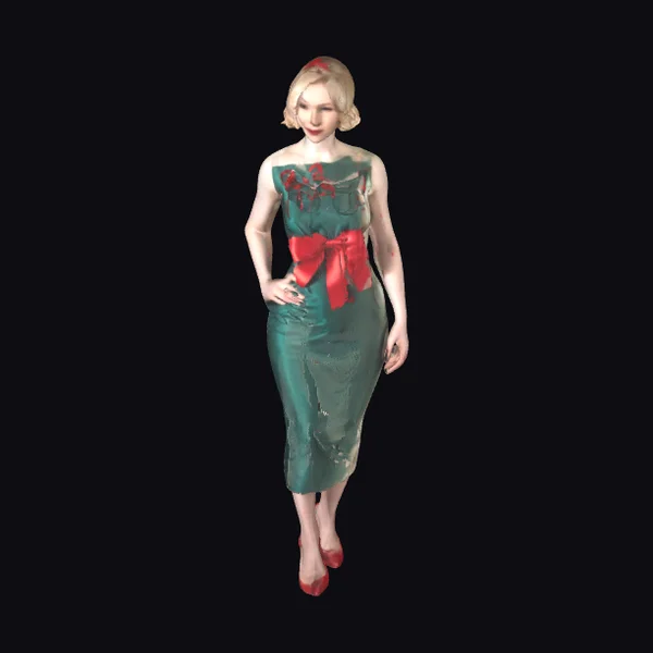Woman in Green Cocktail Dress