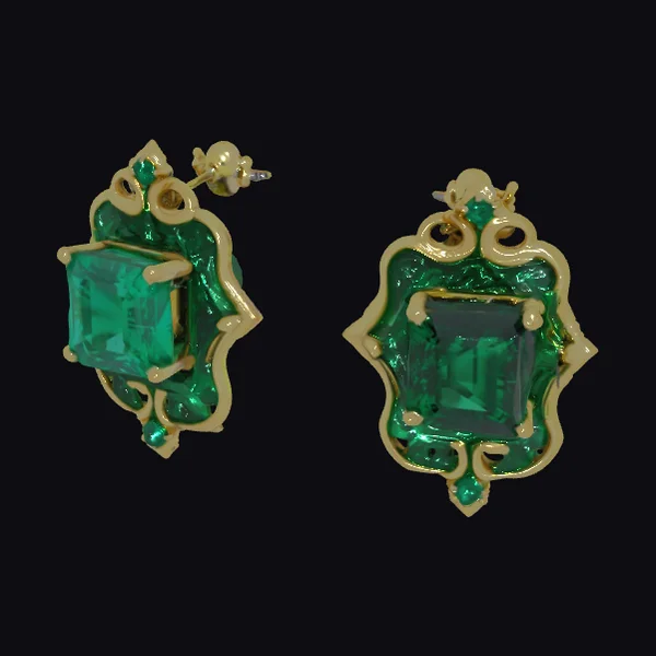 Emerald and Gold Earrings