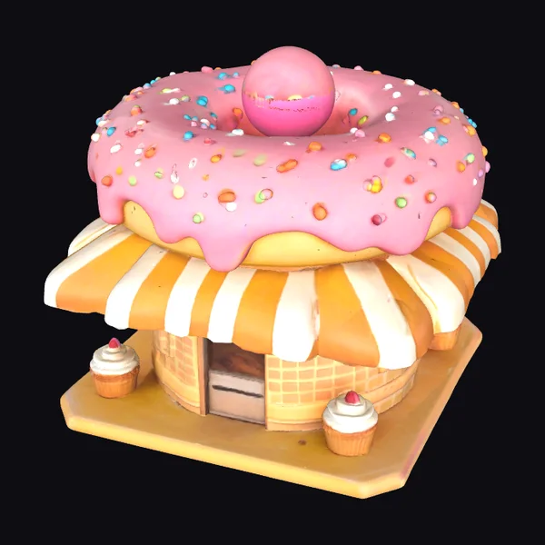 Cartoon Bakery Donut Building