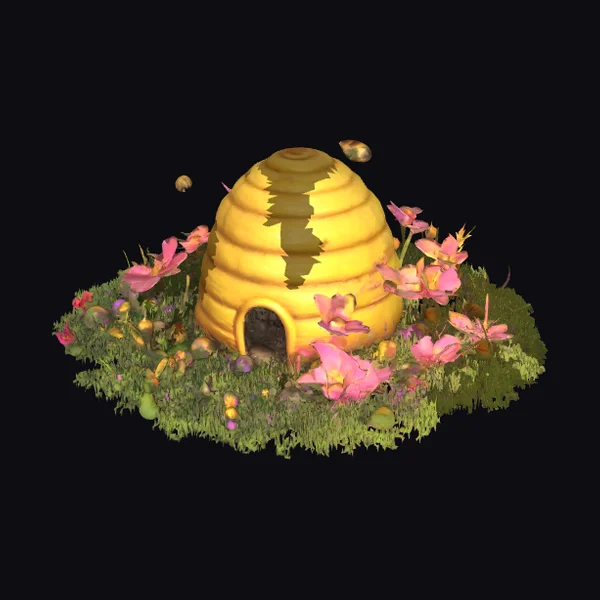 Beehive in Flower Garden