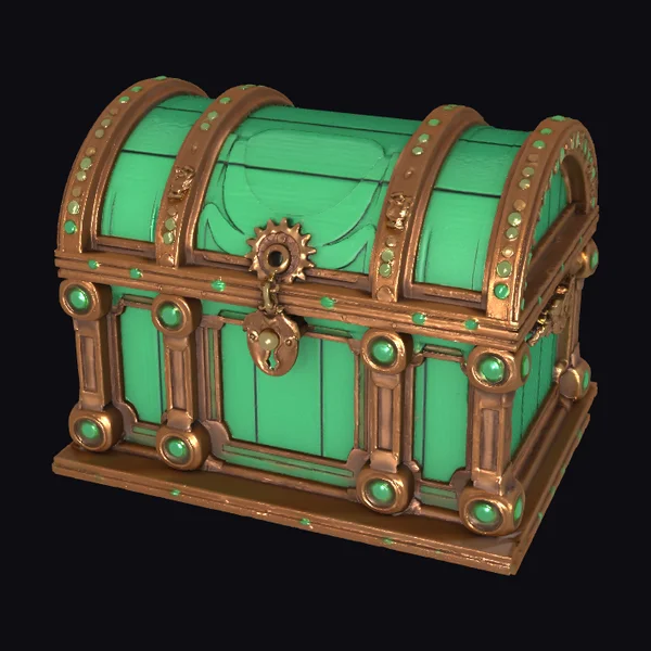 Green Wooden Treasure Chest