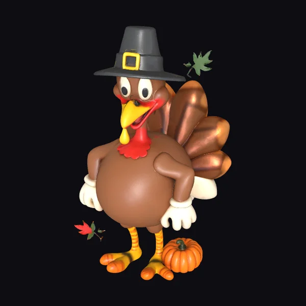Cartoon Turkey with Hat