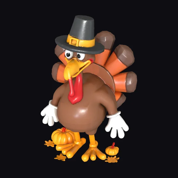 Cartoon Turkey with Hat