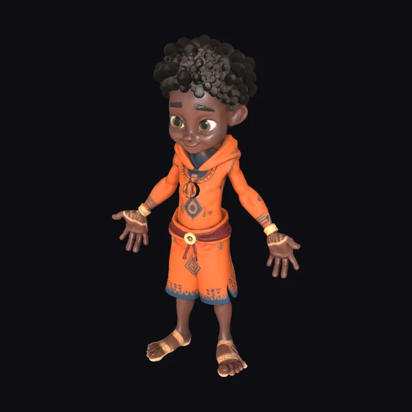 Young African Adventurer Character