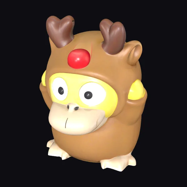 Reindeer Monkey Figurine